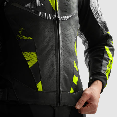 Inferno Motorcycle Jacket Black / White / Fluo Yellow