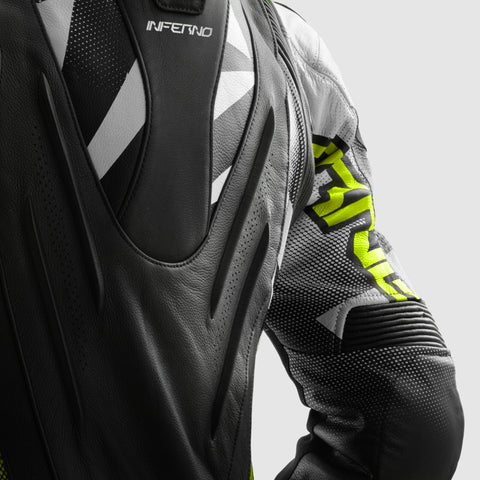 Inferno Motorcycle Jacket Black / White / Fluo Yellow