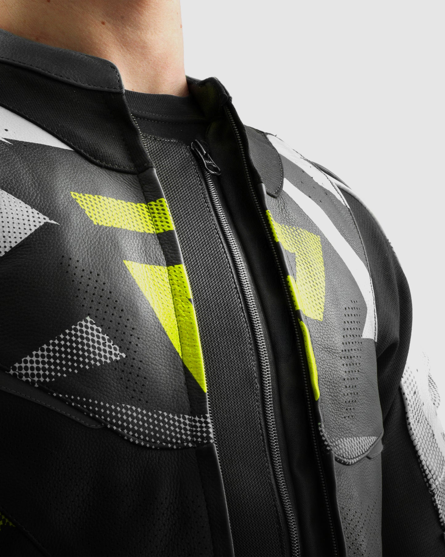 Inferno Leather Motorcycle Jacket Fluo Yellow