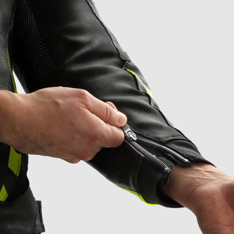 Inferno Motorcycle Jacket Black / White / Fluo Yellow