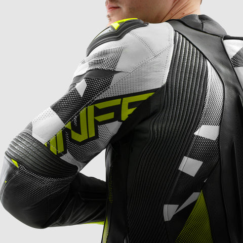 Inferno Motorcycle Jacket Black / White / Fluo Yellow