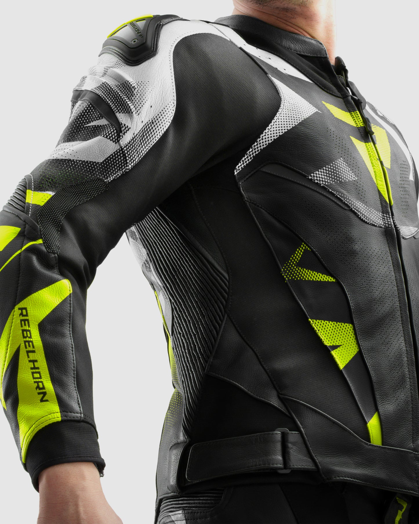Inferno Leather Motorcycle Jacket Fluo Yellow