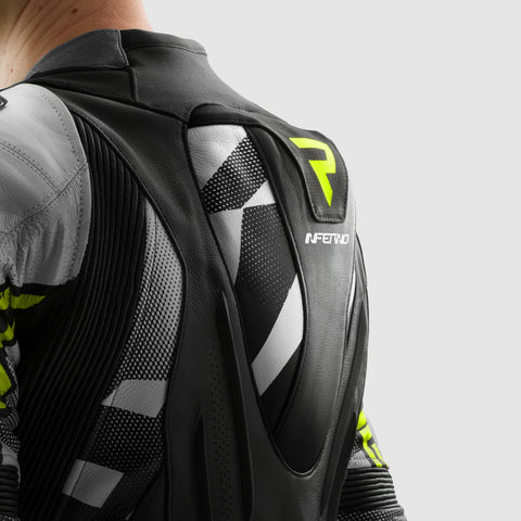 Inferno Motorcycle Jacket Black / White / Fluo Yellow