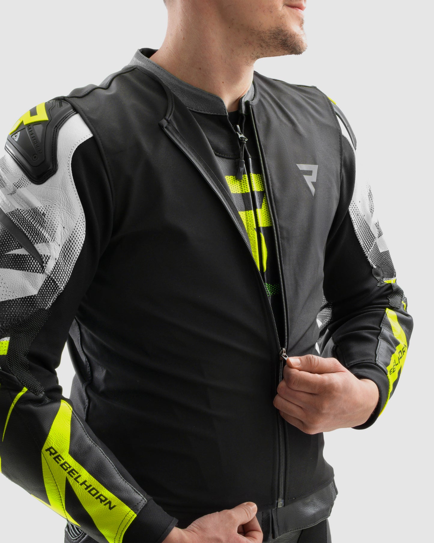 Inferno Leather Motorcycle Jacket Fluo Yellow