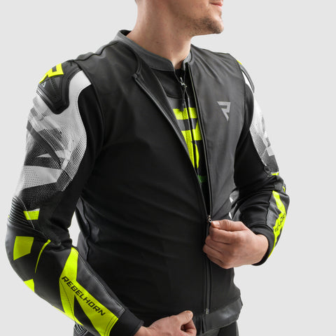 Inferno Motorcycle Jacket Black / White / Fluo Yellow