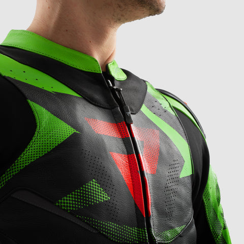 Inferno Motorcycle Jacket Black / Green / Red