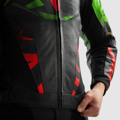 Inferno Motorcycle Jacket Black / Green / Red