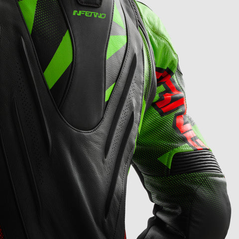 Inferno Motorcycle Jacket Black / Green / Red