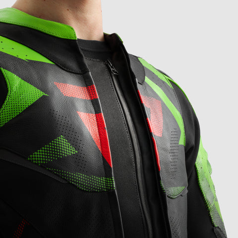 Inferno Motorcycle Jacket Black / Green / Red