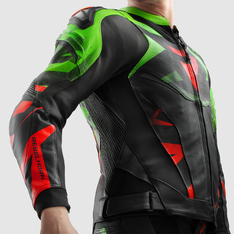 Inferno Motorcycle Jacket Black / Green / Red