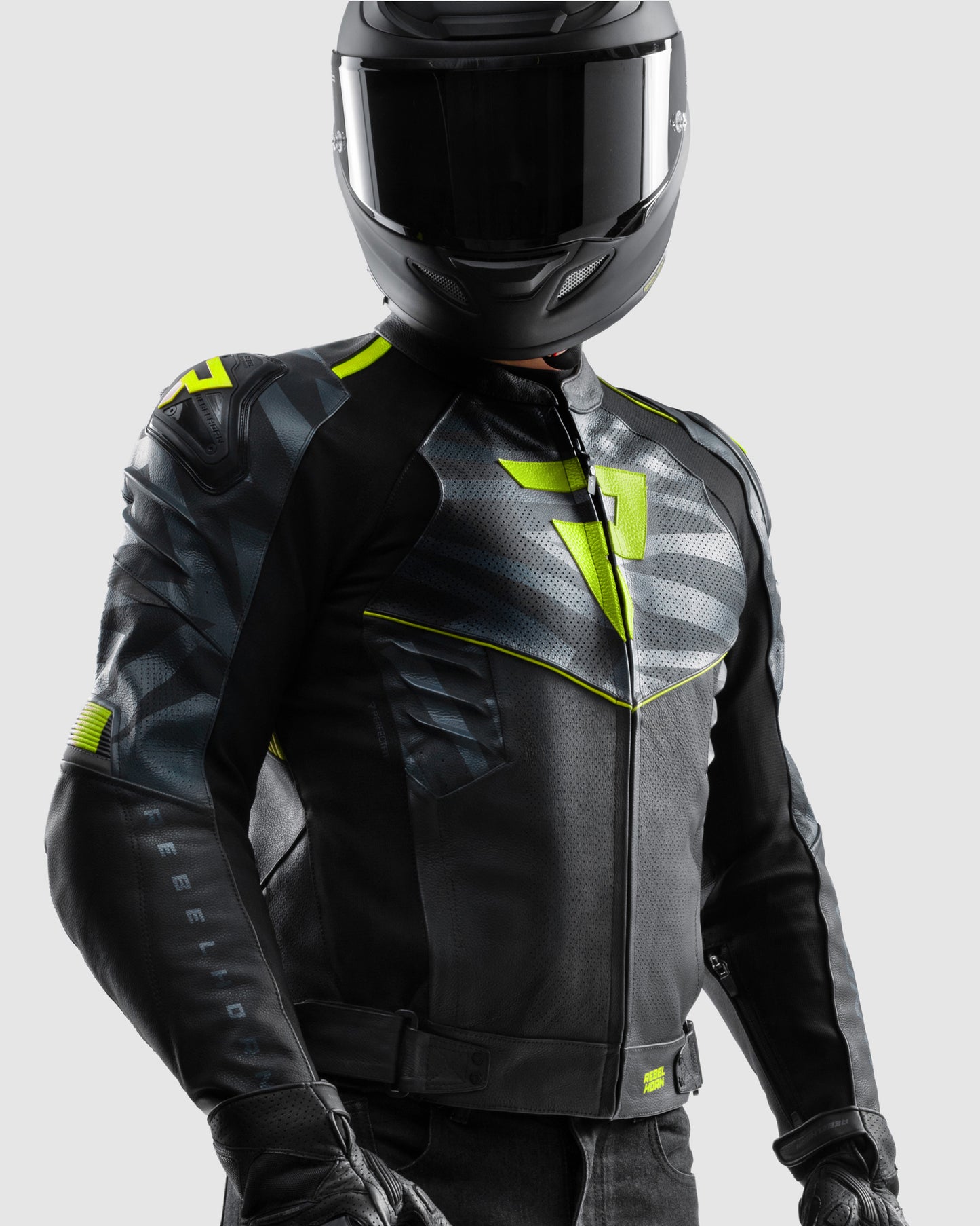 Vandal 2 Motorcycle Leather Jacket Fluo Yellow