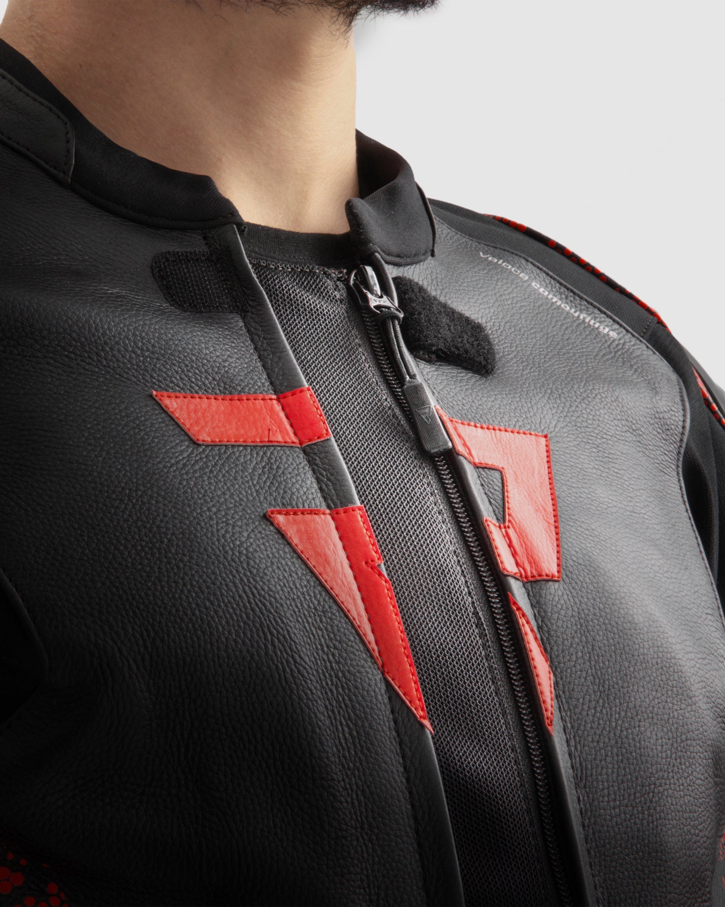 Veloce Leather Motorcycle Jacket Camo Red