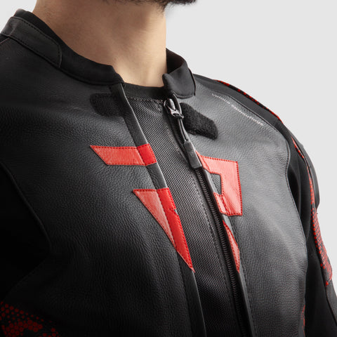 Rebelhorn Veloce Camo Black/Fluo Red Leather Jacket