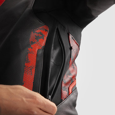 Rebelhorn Veloce Camo Black/Fluo Red Leather Jacket