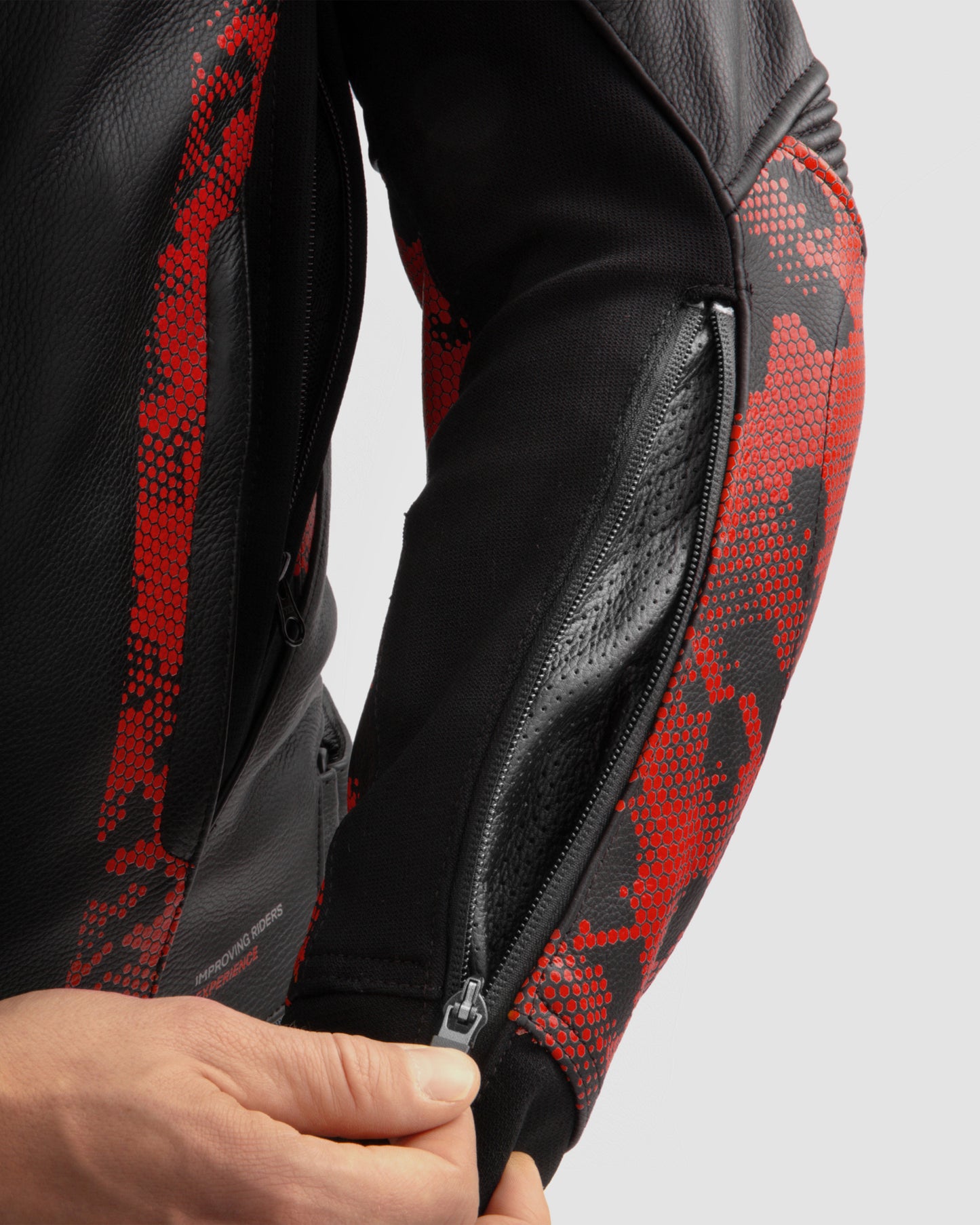 Veloce Leather Motorcycle Jacket Camo Red