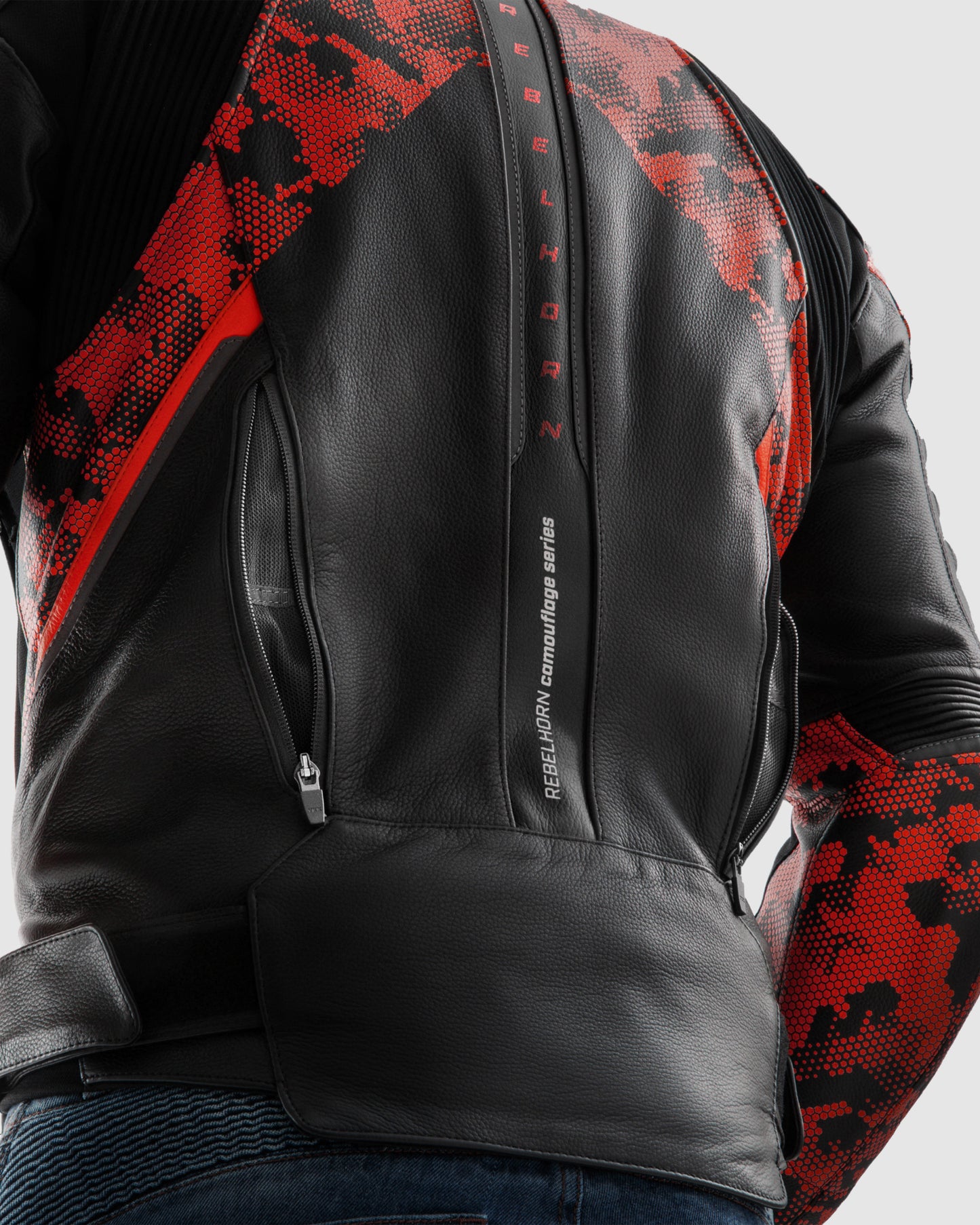 Veloce Leather Motorcycle Jacket Camo Red