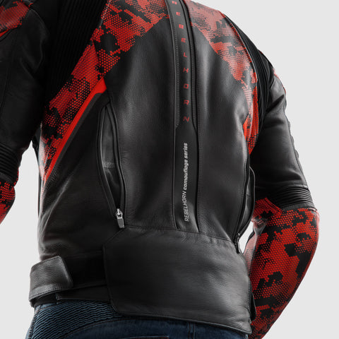 Rebelhorn Veloce Camo Black/Fluo Red Leather Jacket