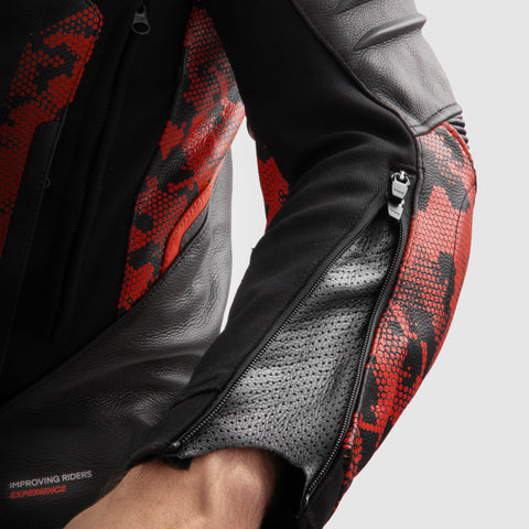 Rebelhorn Veloce Camo Black/Fluo Red Leather Jacket