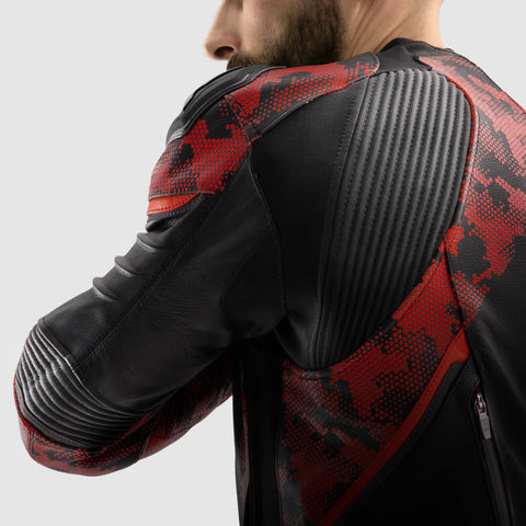 Rebelhorn Veloce Camo Black/Fluo Red Leather Jacket