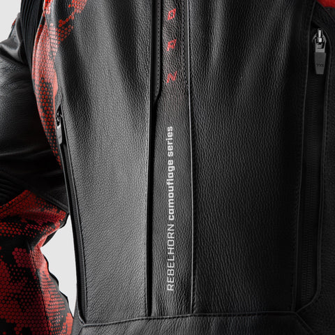 Rebelhorn Veloce Camo Black/Fluo Red Leather Jacket