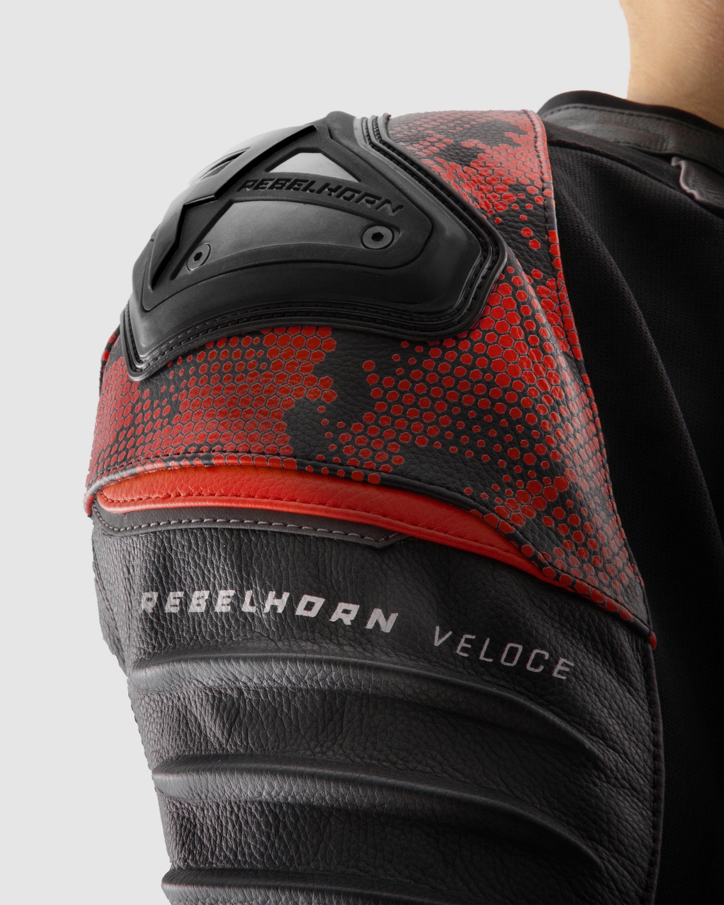Veloce Leather Motorcycle Jacket Camo Red