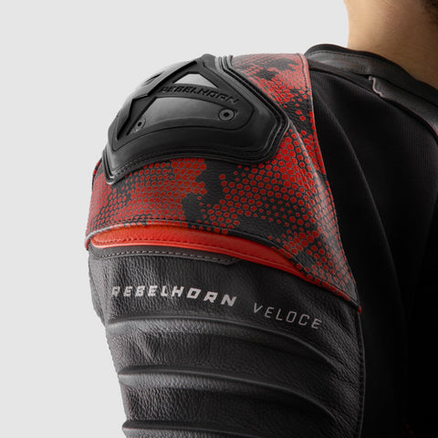 Rebelhorn Veloce Camo Black/Fluo Red Leather Jacket