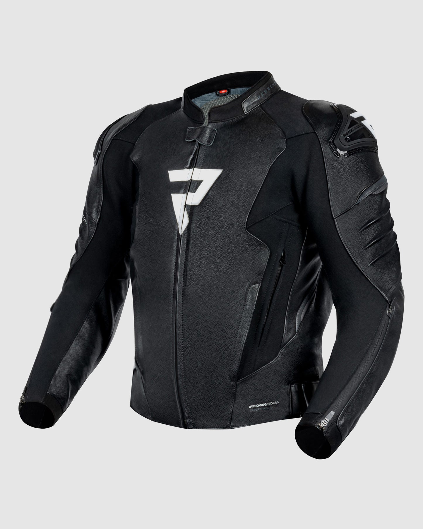 Veloce Leather Motorcycle Jacket Black White