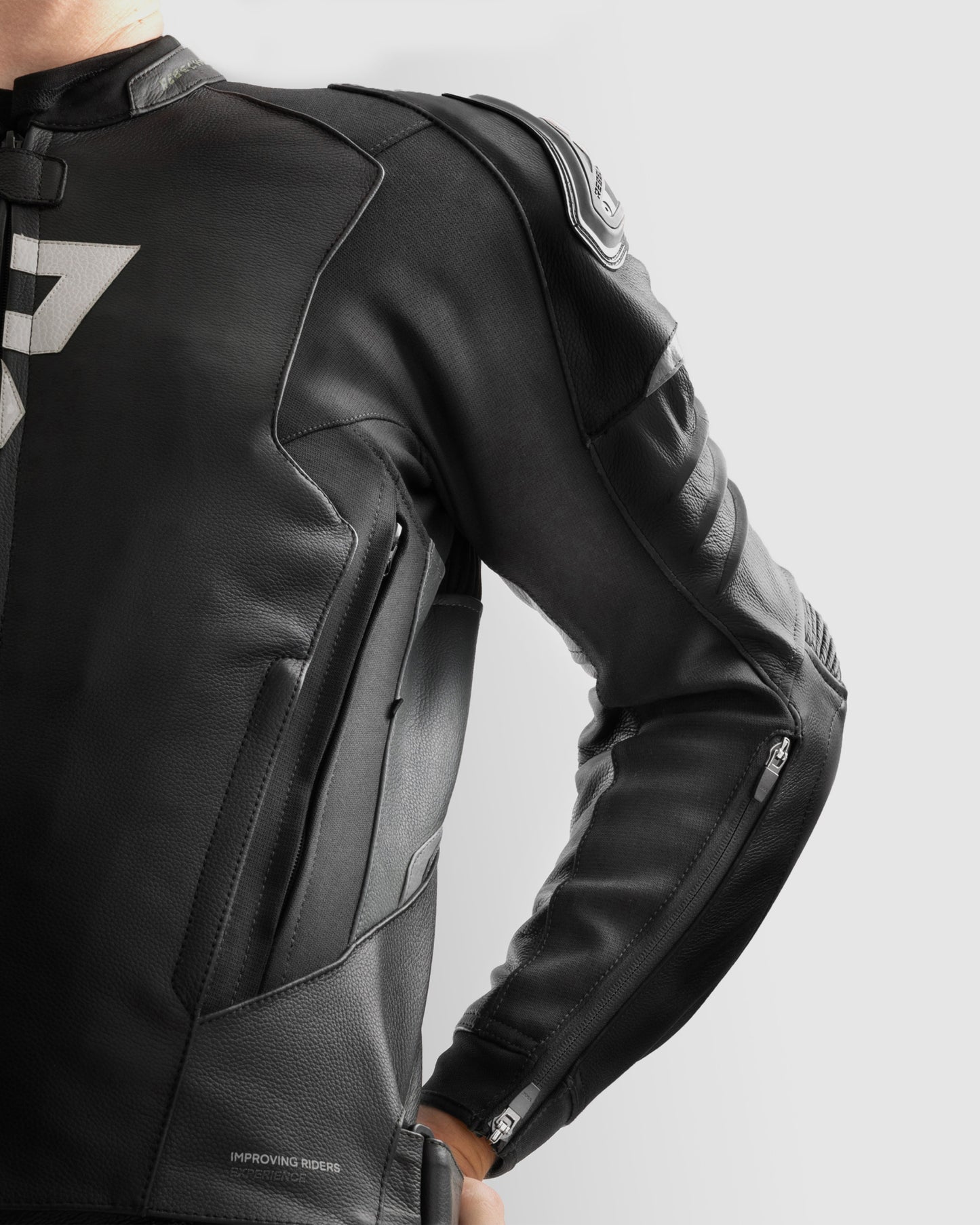 Veloce Leather Motorcycle Jacket Black White