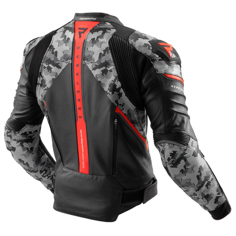 Rebelhorn Veloce Camo Black/Grey/Fluo Red Leather Jacket