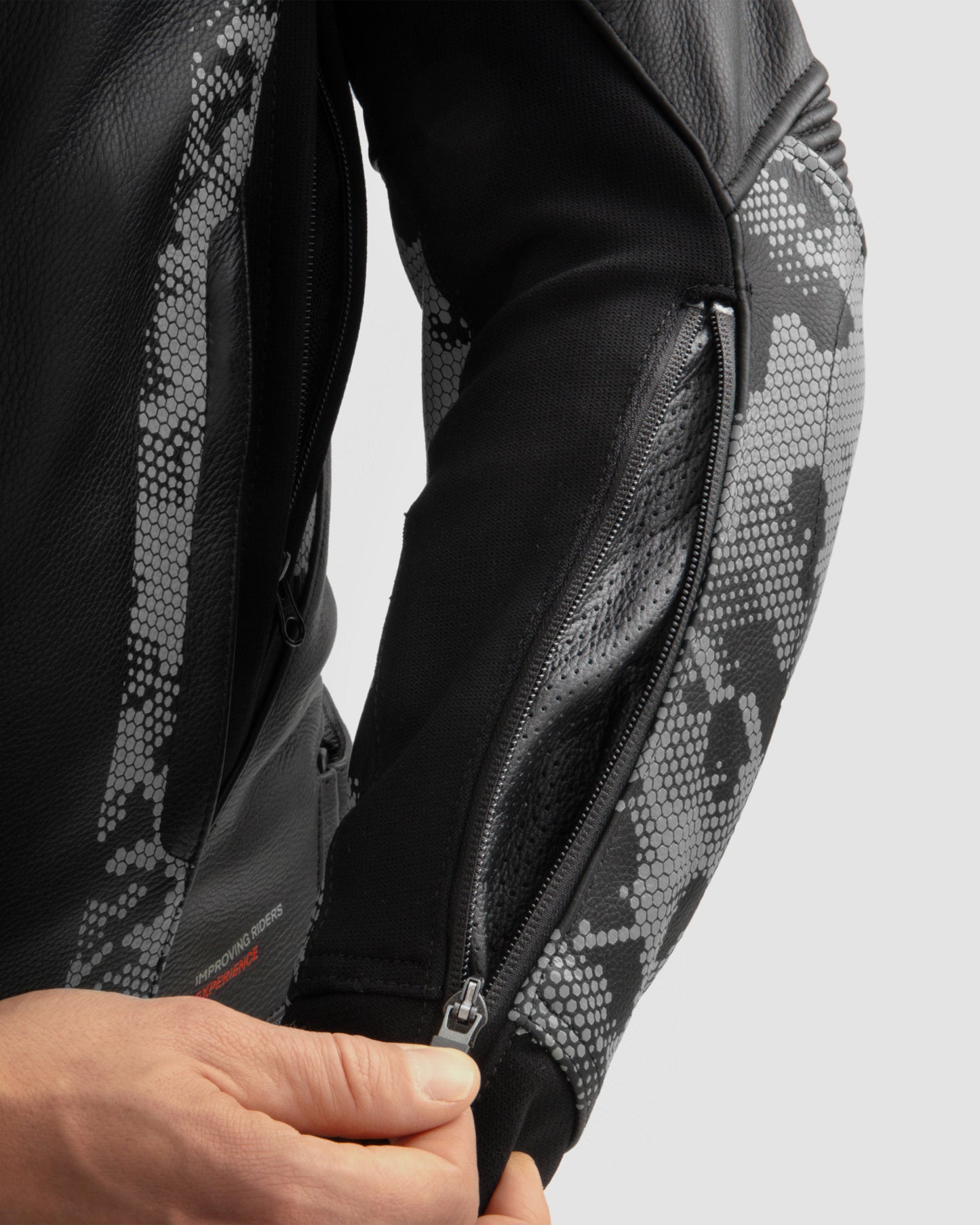 Veloce Leather Motorcycle Jacket Camo Grey