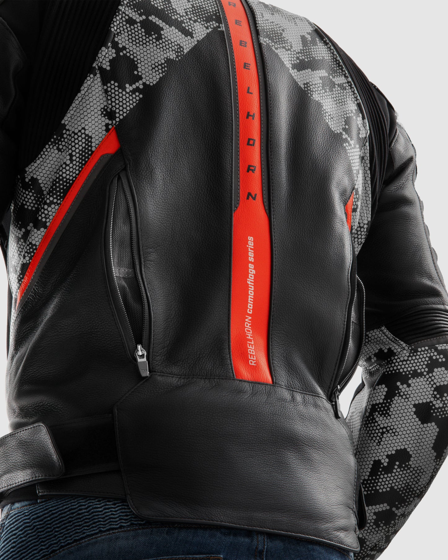 Veloce Leather Motorcycle Jacket Camo Grey