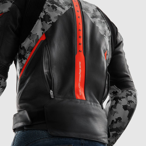 Rebelhorn Veloce Camo Black/Grey/Fluo Red Leather Jacket