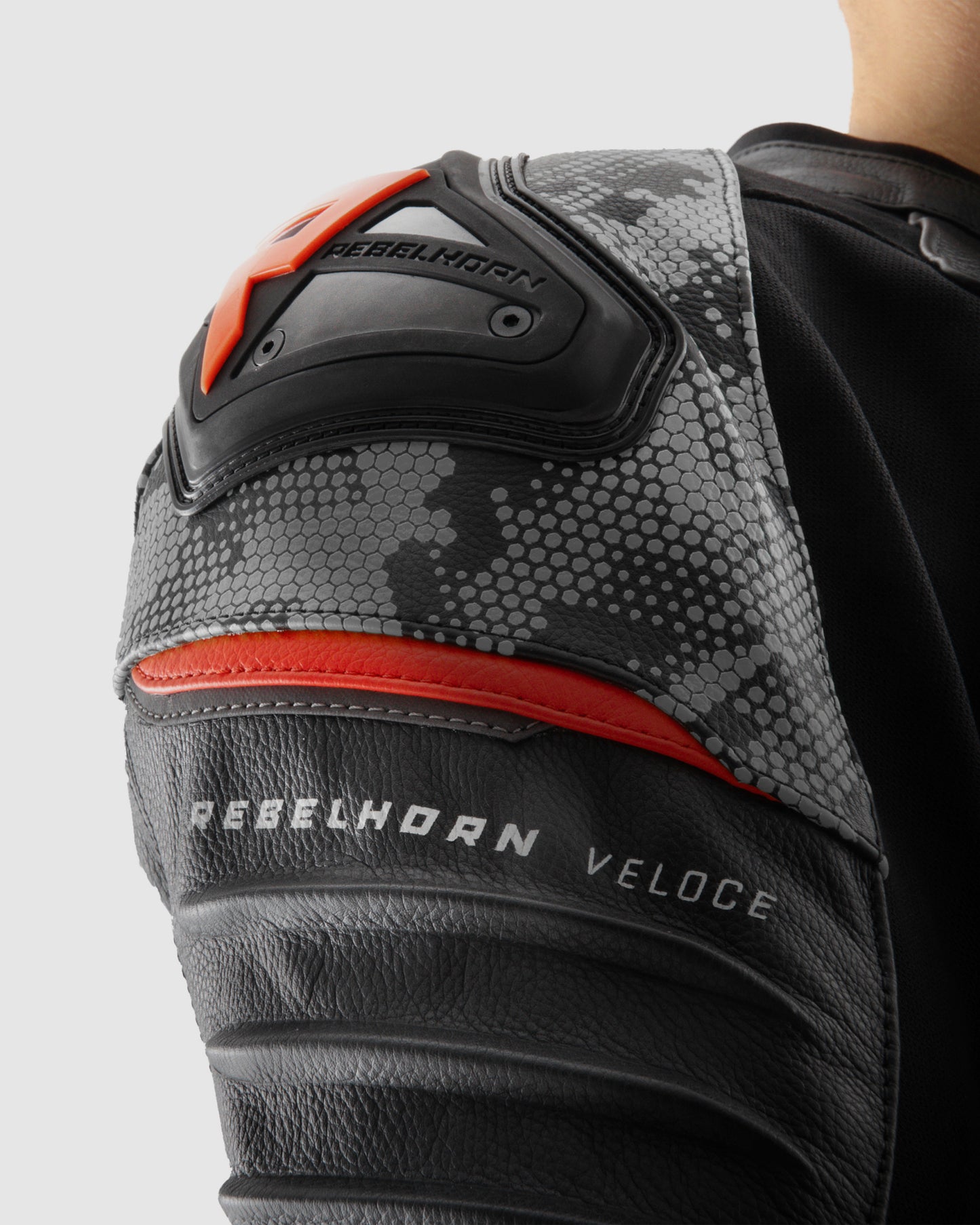 Veloce Leather Motorcycle Jacket Camo Grey