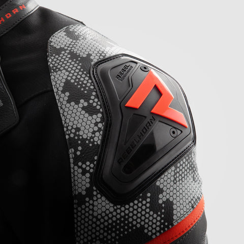 Rebelhorn Veloce Camo Black/Grey/Fluo Red Leather Jacket