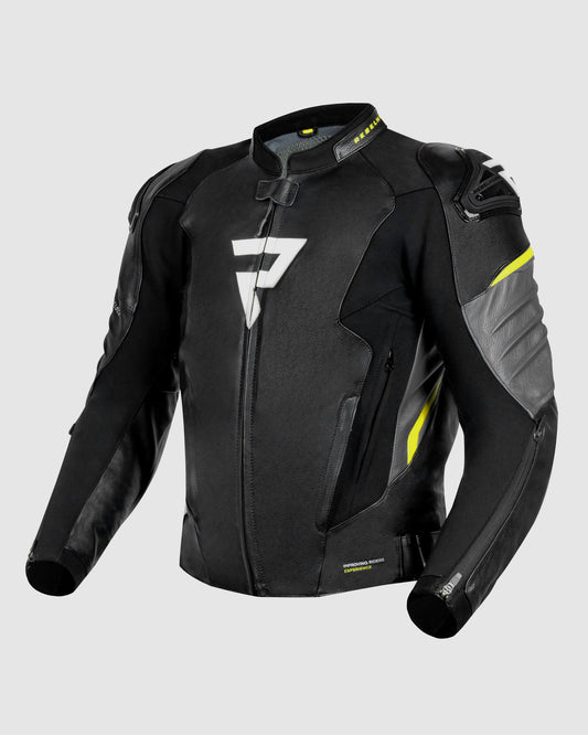 Veloce Leather Motorcycle Jacket Fluo Yellow