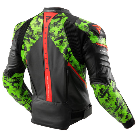 Rebelhorn Veloce Camo Black/Green/Fluo Red Leather Jacket