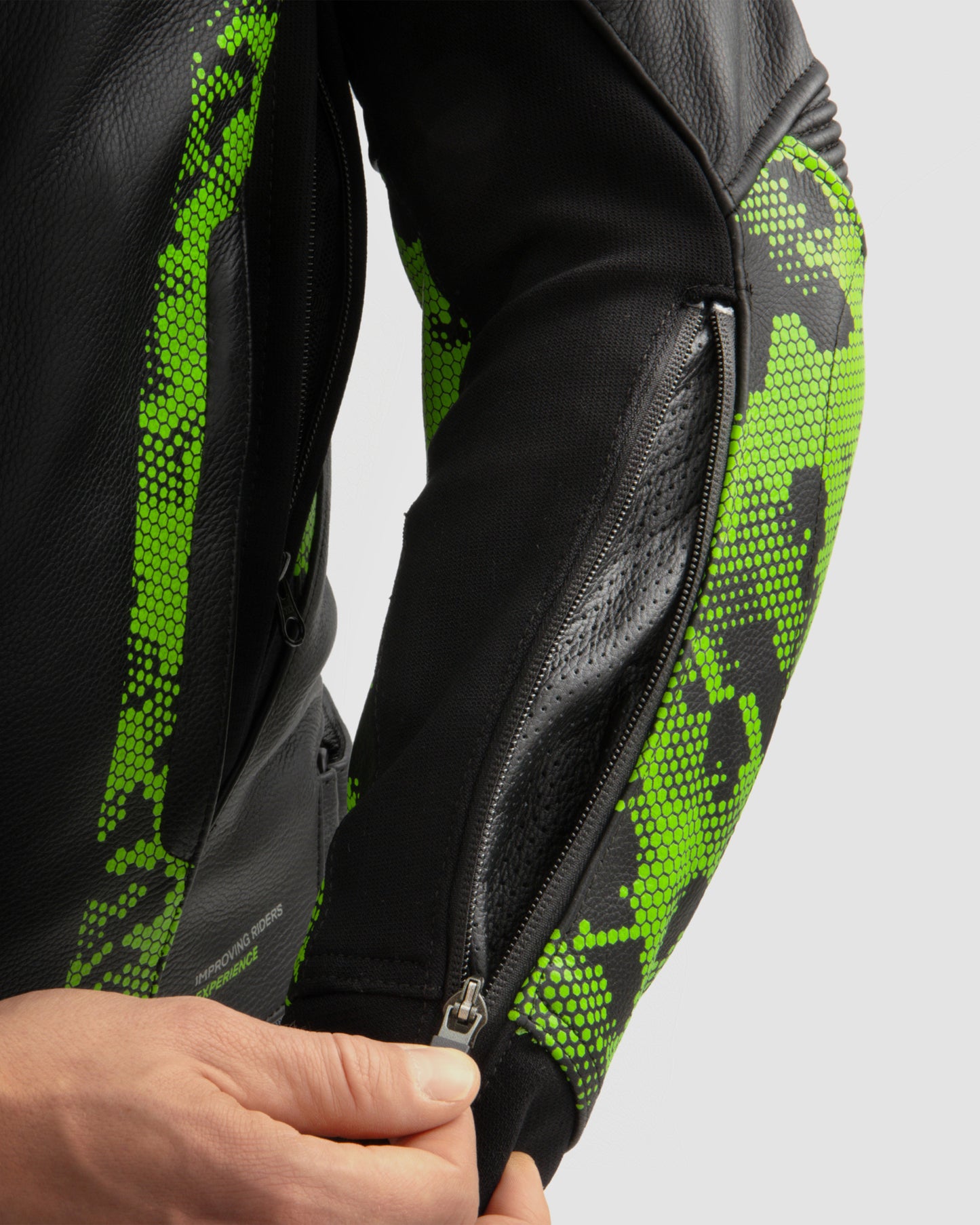 Veloce Leather Motorcycle Jacket Camo Green