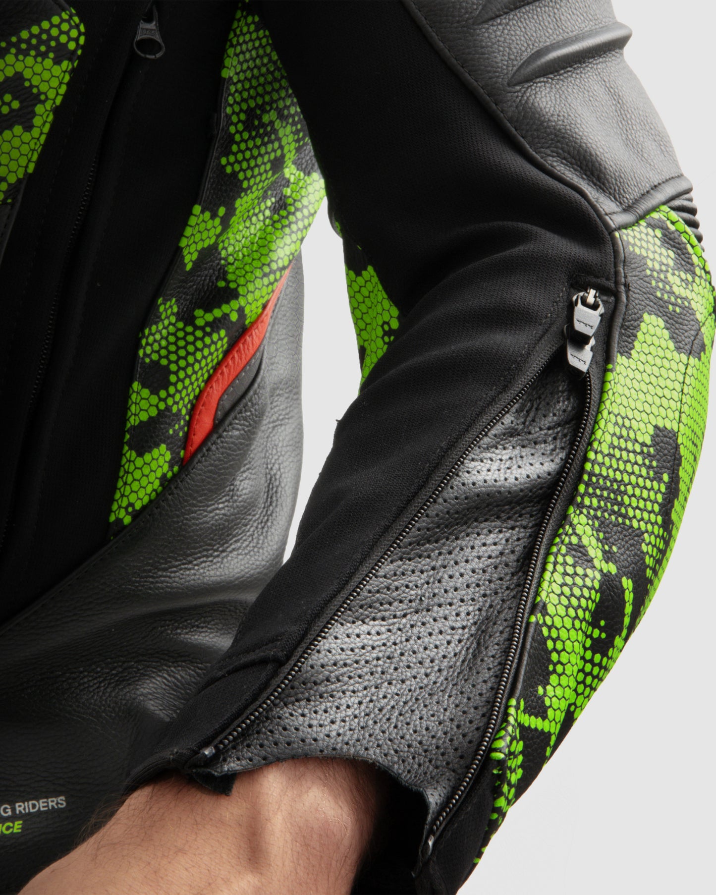 Veloce Leather Motorcycle Jacket Camo Green