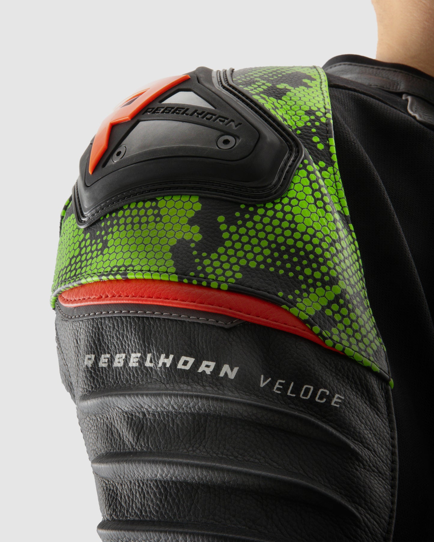 Veloce Leather Motorcycle Jacket Camo Green