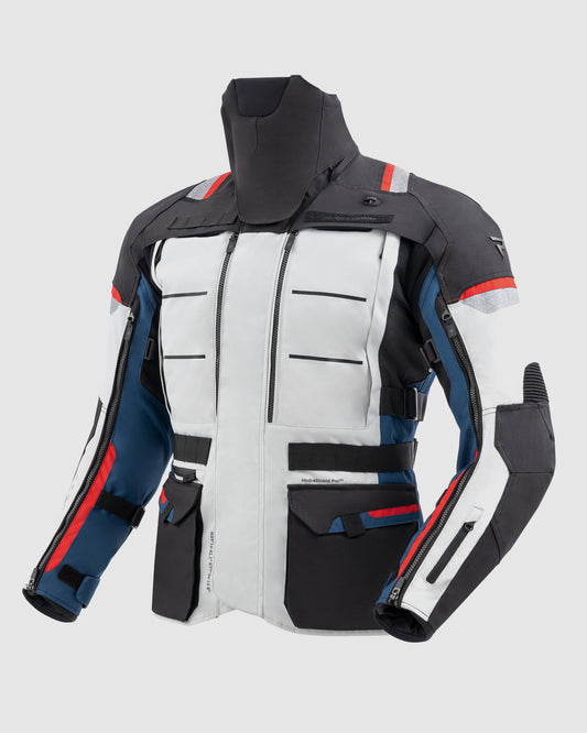 Cubby V Motorcycle Jacket Light Grey, Blue