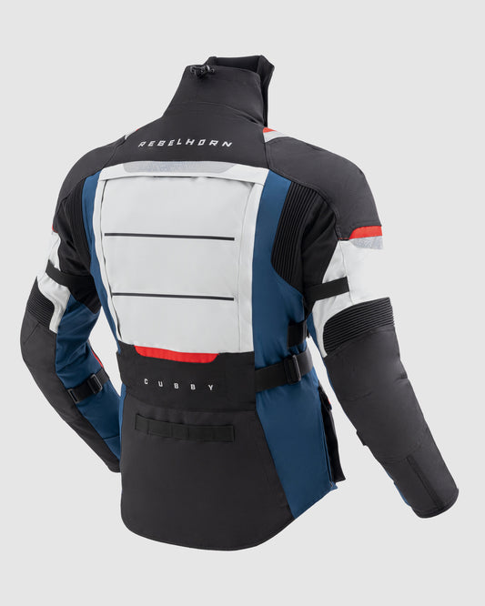 Cubby V Motorcycle Jacket Light Grey, Blue
