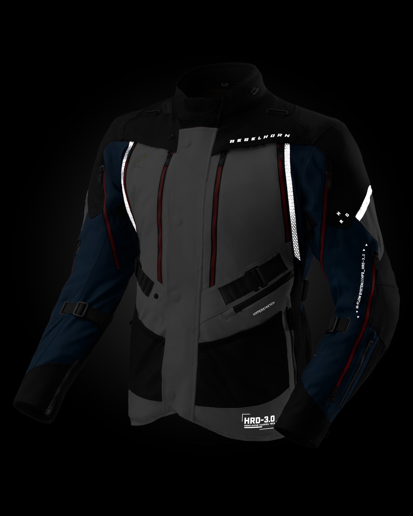 Hardy 3.0 Motorcycle Jacket Grey, Blue, Red